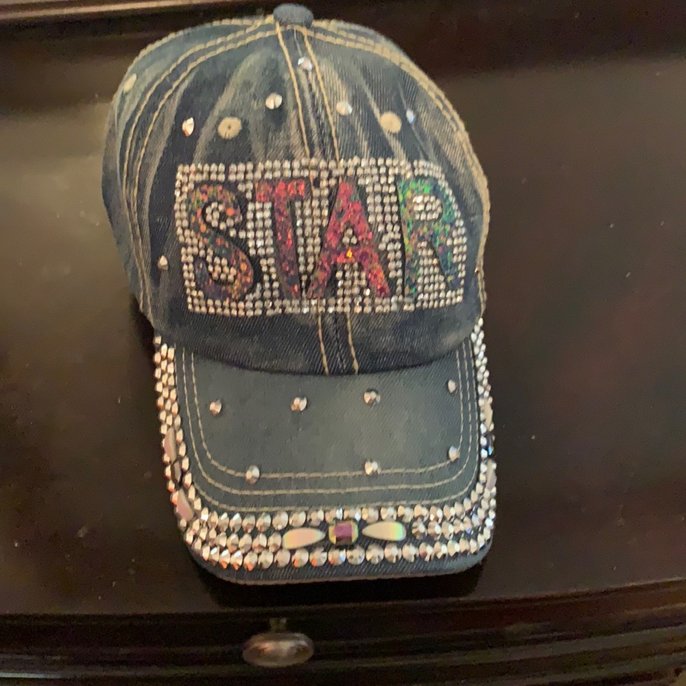 Denim cap with rhinestones